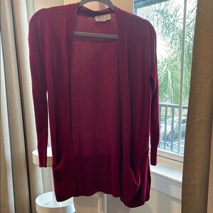 Red Open Front Cardigan